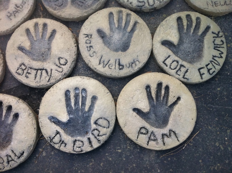 Scaled image Handprints of Forrest and Pam Bird on the ocassion of the opening of the Bird Aviation Museum and Invention Center in 2007.jpg 
