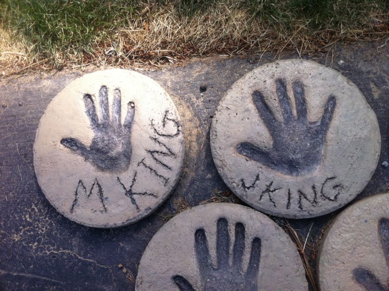 Scaled image Handprints of Martha and John King on the ocassion of the opening of the Bird Aviation Museum and Invention Center in 2007.jpg 