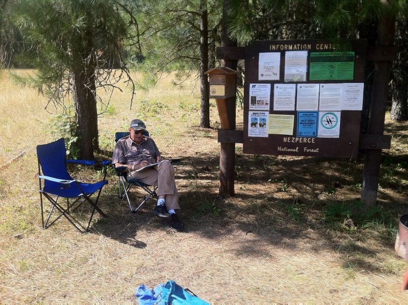 Scaled image Jer_ signing the visitor book at Moose Creek_ ID.jpg 