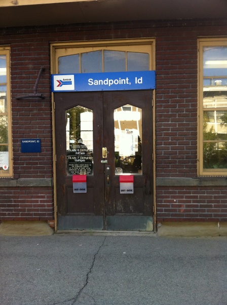 Scaled image Train depot with announcement about awful Amtrak passenger service times.jpg 